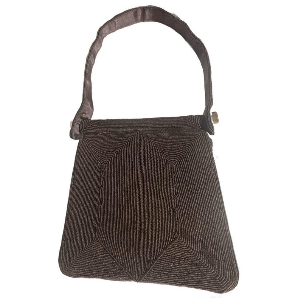 Brown Vintage Genuine Corde Evening Bag Art Deco - Picture 3 of 7